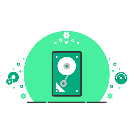 Colored vector image of disk drive. High-tech topic.のイラスト素材