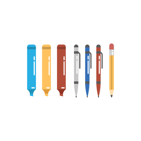 felt-tip pens, pens and pencils icons set.のイラスト素材