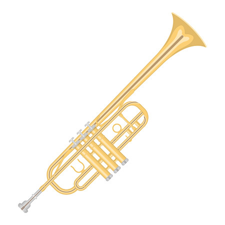 illustration of a trumpet on white background. Musical instruments topic.のイラスト素材