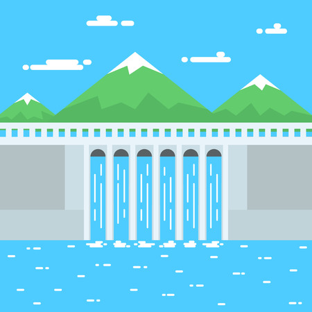 Water power illustration. Alternative and environmental friendly technology and lifestyle.のイラスト素材