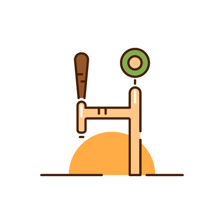 Vector illustration of equipment for draught beer. Alcohol drinks and beverages topic.のイラスト素材