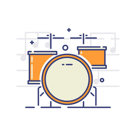 Vector icon of a drum kit on white background. Musical instruments topic.のイラスト素材