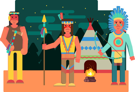 illustration of a native american -indian- in a traditional costumeの写真素材