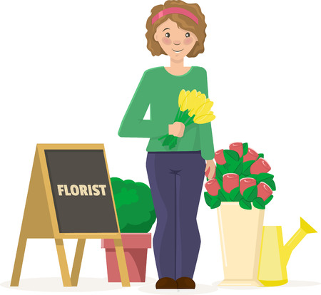 Flower shop vector illustration on a white backgroundのイラスト素材