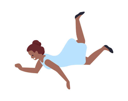 Young woman falling. Girl in white dress flyのイラスト素材