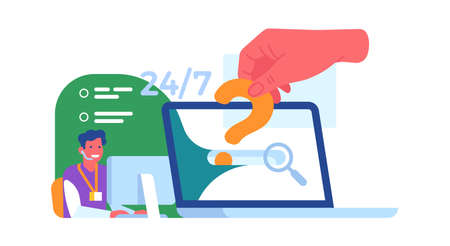 Support answer customer question. Helping service solving problemのイラスト素材