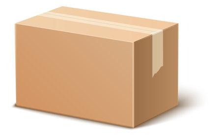 Closed cardboard box mockup. Sealed parcel package in realistic styleのイラスト素材