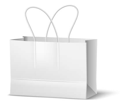 White paper bag. Blank shopping package mockupのイラスト素材