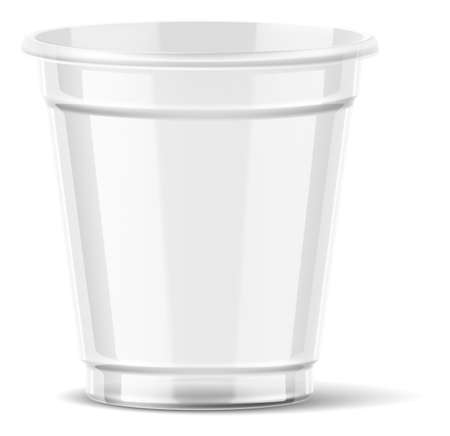 Little drink cup mockup. Realistic plastic container for takeaway beverageのイラスト素材