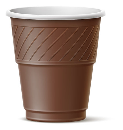 Brown takeaway cup. Realistic plastic disposable containerのイラスト素材