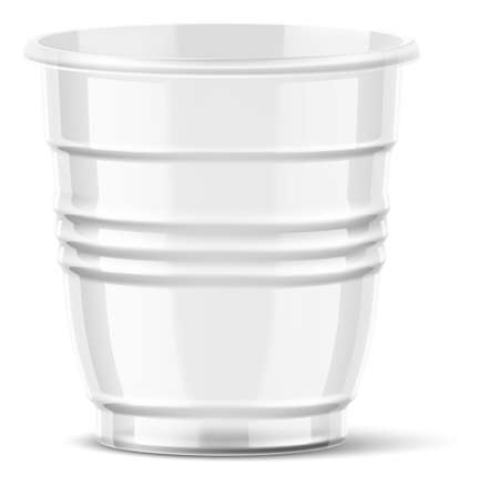 Plastic container for drink or dessert. Disposable cup realistic mockupのイラスト素材