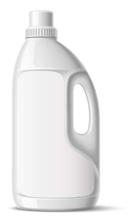 Blank drainback bottle mockup. Detergent plastic package with handle and empty labelのイラスト素材