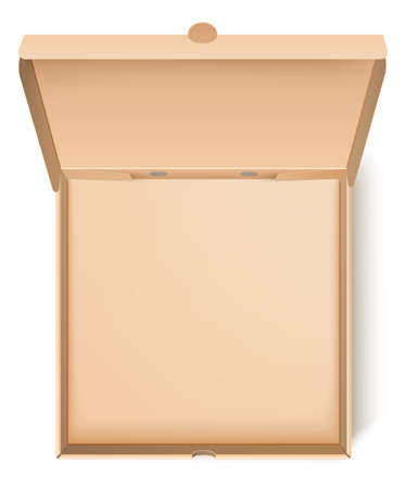 Empty cardboard box. Top view food delivery package mockup in realistic styleのイラスト素材