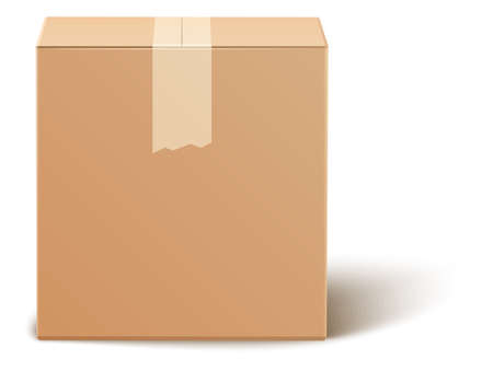 Closed cargo box. Sealed cardboard package. Carton realistic mockupのイラスト素材