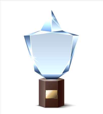 Acrylic trophy award with blank winner label in modern realistic styleのイラスト素材