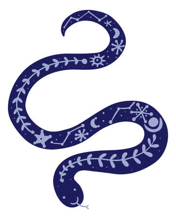 Mystic snake. Dark totem animal with magic symbolsのイラスト素材