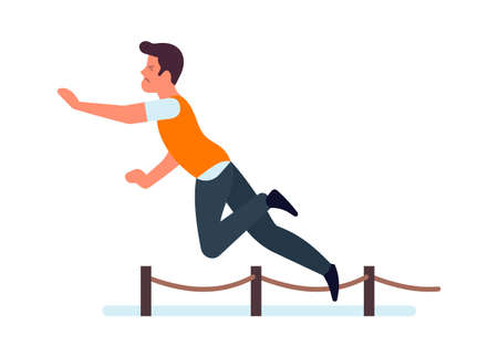 Man trip over chain. Person stumble and falling downのイラスト素材