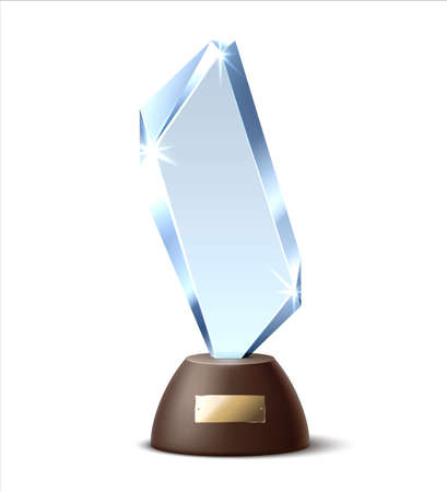 Modern shape crystal award. Winner trophy in realistic styleのイラスト素材