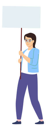 Female protester with placard. Political action conceptのイラスト素材