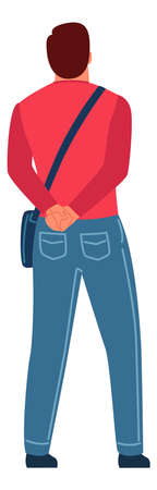 Male back view. Standing man flat characterのイラスト素材