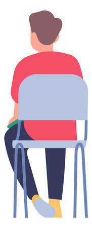 Sitting man back view. Young guy on chairのイラスト素材