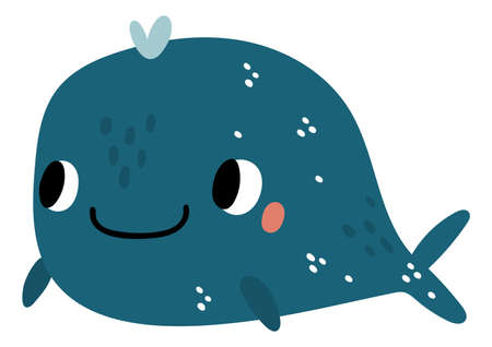 Funny whale. Cute smiling happy marine animalのイラスト素材
