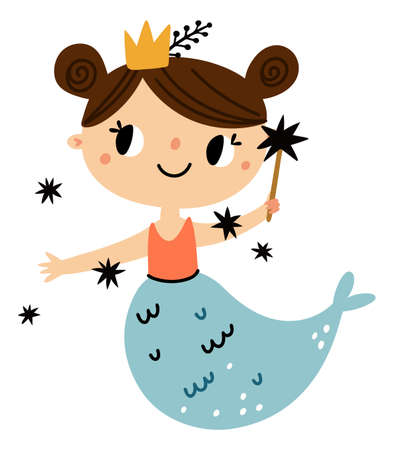 Magic princess mermaid. Fairytale character. Sea creatureのイラスト素材