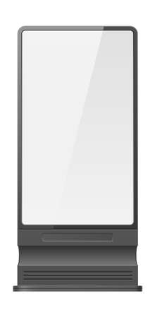 Realistic blank city billboard. Blank lightbox. Square advertising signboard. Isolated advertisement street placard front view. Vertical outdoor stand. Vector marketing announcement boardのイラスト素材