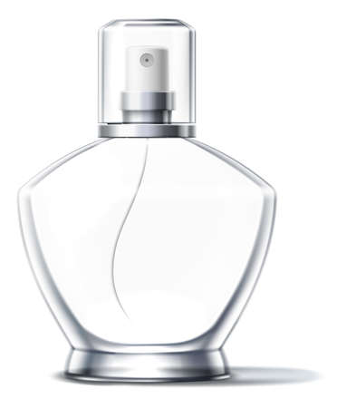 Perfume bottle clean white mockup. Glass containerのイラスト素材