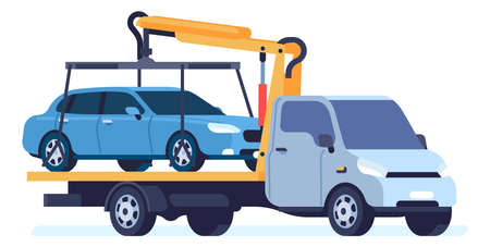 Truck picking up car. Road service vehicleのイラスト素材