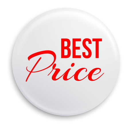 Best price round badge. Realistic metal tag mockupのイラスト素材