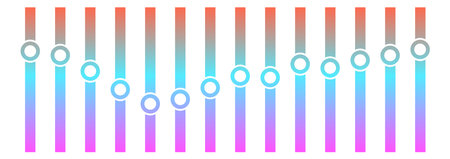 Color sound wave. Neon shiny audio frequencies. Electronic music graphic elements. Equalizer charts....