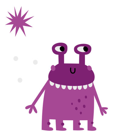 Alien character. Cute purple space monster mascotのイラスト素材