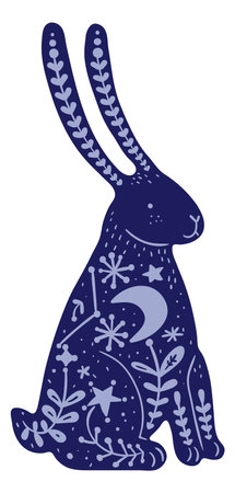 Dark rabbit. Mystical night symbol. Totem animalのイラスト素材