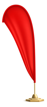 Red teardrop flag. Street advertising banner mockupのイラスト素材