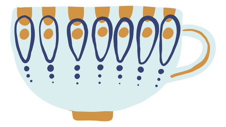 Hand drawn mug. Cute patterned ceramic cupのイラスト素材