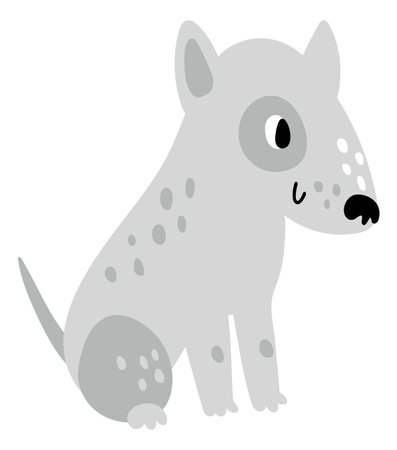 Illustration for Cute puppy sitting. Little gray dog character - Royalty Free Image