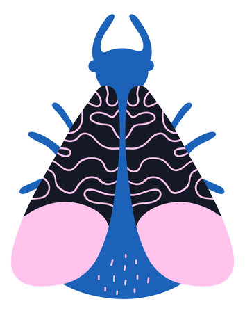 Decorative fly. Flying insect with folk pattern on wingsのイラスト素材