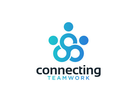 Abstract people logo icon design minimal style illustration. Family teamwork coworking emblem sign symbol logotypeのイラスト素材