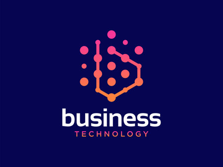 Abstract letter B modern logo icon design concept. Creative bright gradient symbol logotype isolated on blue background. Vector illustrationのイラスト素材
