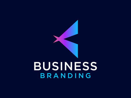 Abstract Initial Letter K Logo. Red Blue Gradient Geometric Arrow Halftone Style. Usable for Business and Technology Logos. Flat Vector Logo Design Template Elementのイラスト素材