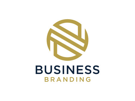 Abstract Initial letter N Logo Gold Square Line. Flat Vector Logo Design Template Element.のイラスト素材
