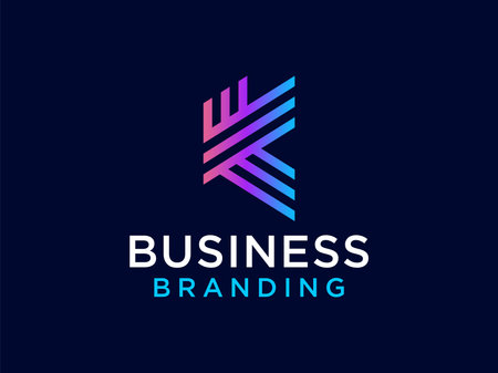 Abstract Initial Letter K Logo. Red Blue Gradient Geometric Arrow Halftone Style. Usable for Business and Technology Logos. Flat Vector Logo Design Template Elementのイラスト素材
