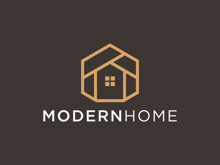 Simple modern building architecture logo design with line art skyscraper graphic.のイラスト素材