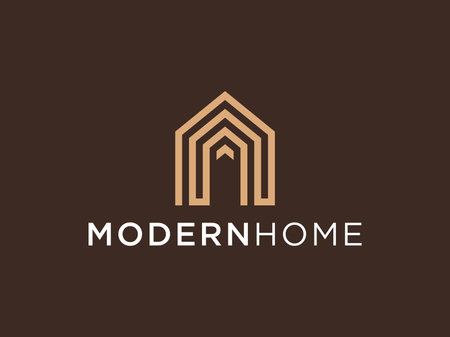 Simple modern building architecture logo design with line art skyscraper graphic.のイラスト素材