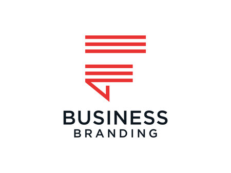 Initial Letter F Logo. Red Geometric Shape Origami Style isolated on White Background. Usable for Business and Branding Logos. Flat Vector Logo Design Template Element.のイラスト素材