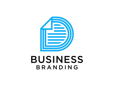 Blue Initial Letter D Logo Concept Design Template Element isolated on white background. Flat Line Vector Illustrationのイラスト素材