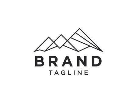 Outline Abstract Mountain Logo. Flat Line Vector Logo Design Template Elementのイラスト素材