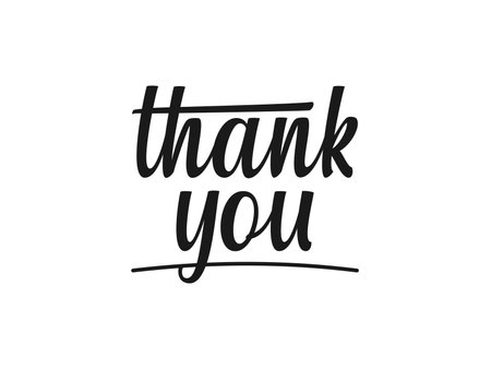Thank You Card. Black Text Hand Drawn Lettering Calligraphy with Stamp Grunge Style isolated on White Background. Flat Vector Illustration for Greeting Cards.のイラスト素材