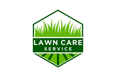 Grass logo design template of lawn care, landscape, grass concept logo design templateのイラスト素材